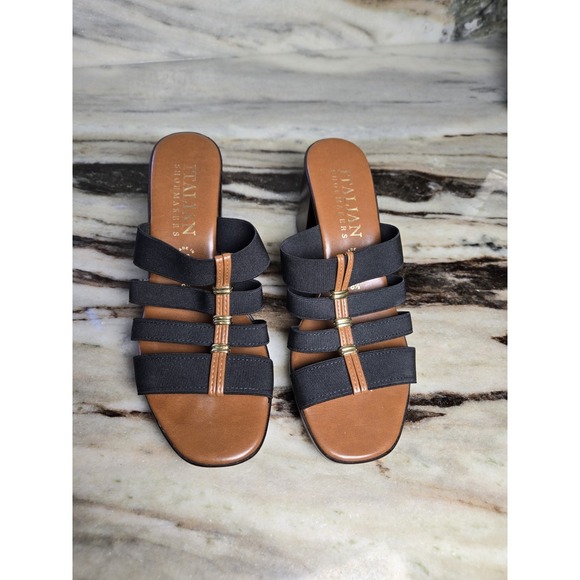 Italian Shoemakers Shoes - Italian‎ Shoemakers Clover Mid Wedge Slip On Sandal 8m Black Dress Shoe